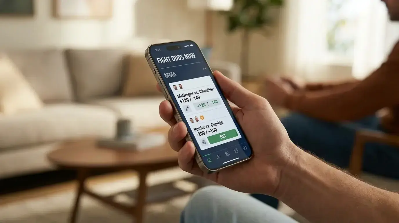 Smartphone affichant une application de paris sportifs UFC