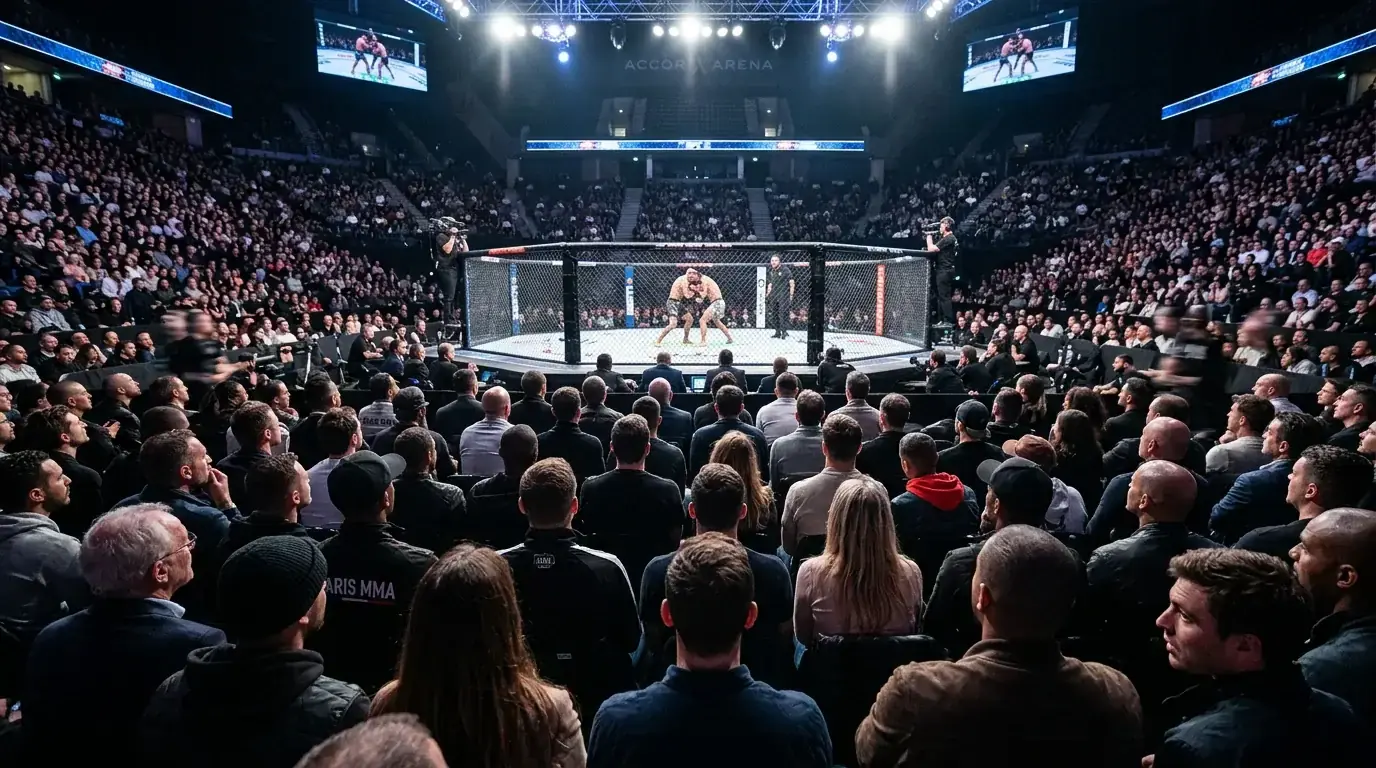 Public diversifié regardant un événement UFC dans une arène